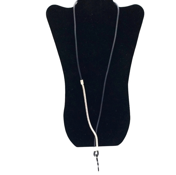 Alexander McQueen 26" Leather Cord Stainless Silver Combination Pendant Necklace - Picture 2 of 6